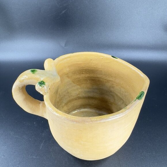 Vintage Stoneware Hand Made Pottery Pitcher Creamer Heart Shaped Green Spots VTG - Picture 11 of 15